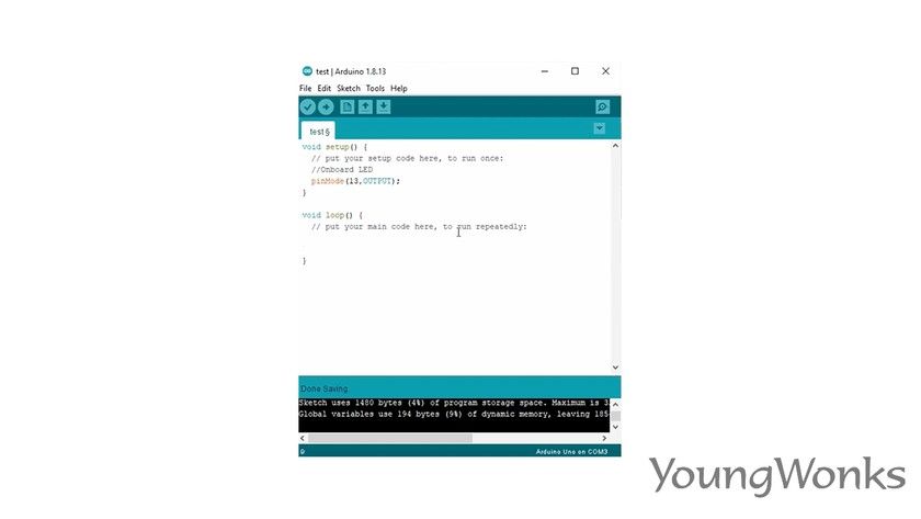 16 arduino uno rev3 write program blink onboard led output