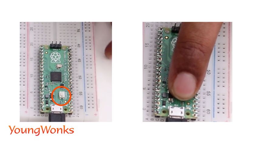 3A raspberry pi pico boot button on