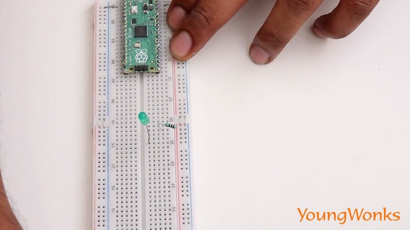 5 raspberrypi pico connection negative led resistor ground