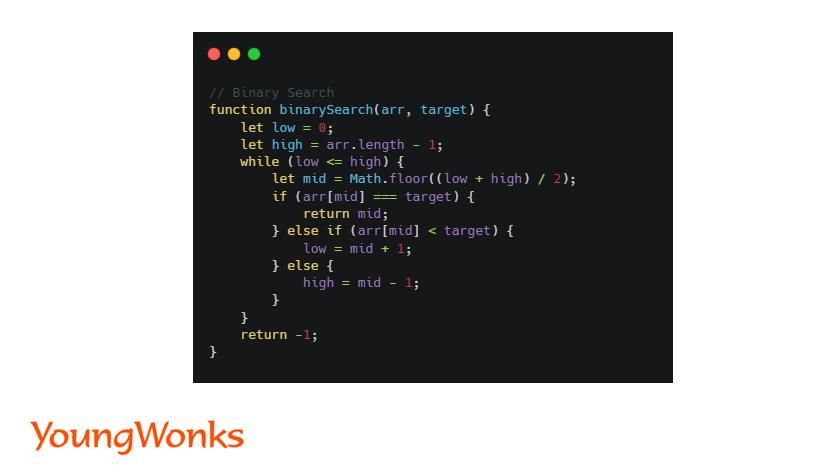 binary search javascript