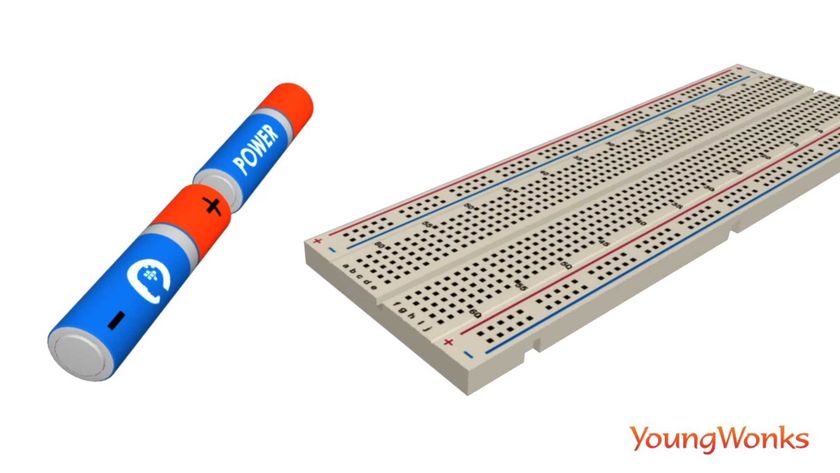 breadboard and battery