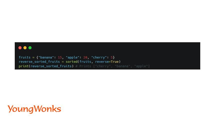 code to reverse sort keys of python dictionary