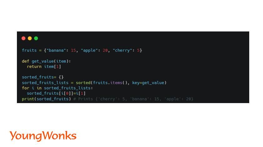 code to sort python dictionary using key attribute