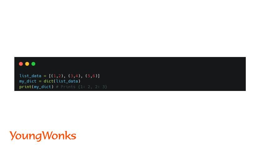 create python dictionary using a list of key value pairs