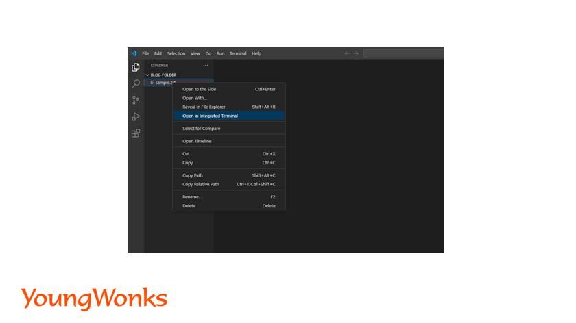 open in integrated terminal vs code