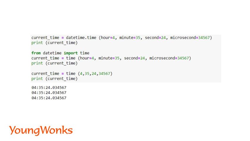 python datetime module time class using arguments