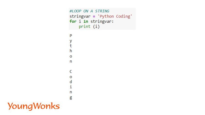 python string methods loop on a string