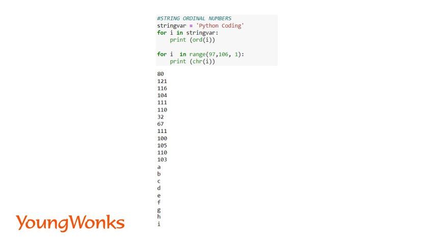 python string methods ordinal code