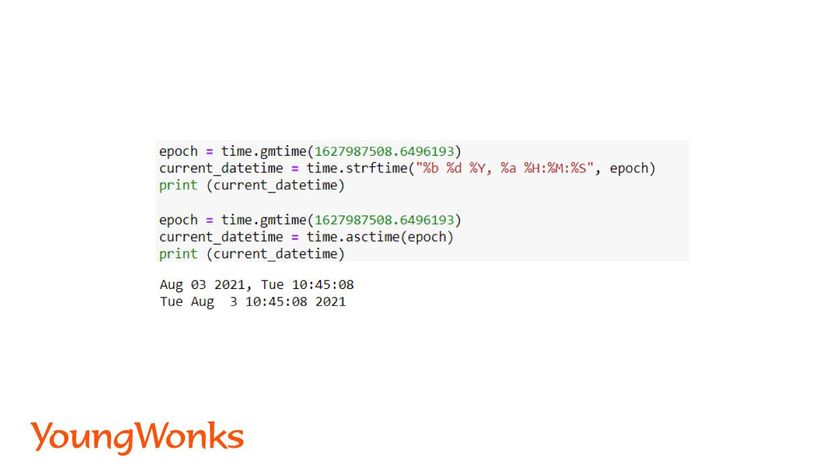 Python time module string formatted time