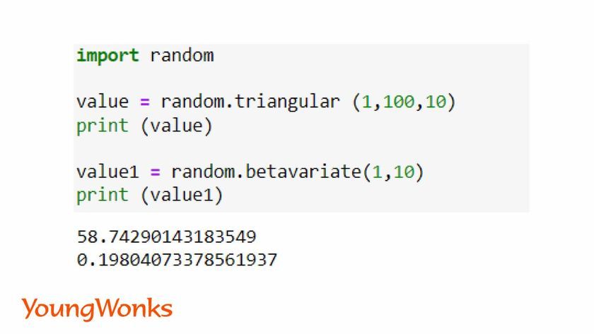 random module python triangular betavariate distribution