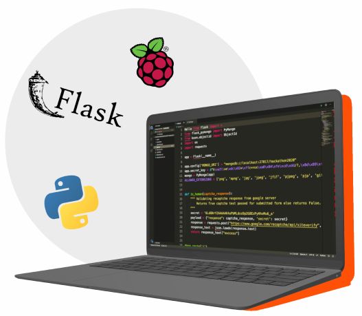Laptop showing coding languages taught to kids such as Python, Raspberry Pi