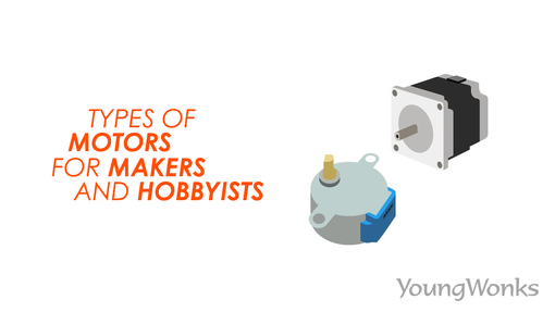 A servo motor and a stepper motor used in maker and hobby projects