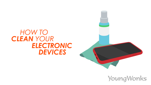 An electronic device getting cleaned to minimize infection spread by coronavirus.