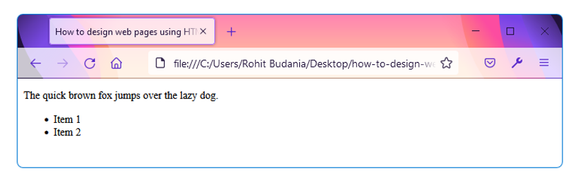 html-and-css-design-and-build-websites-p-class-ul-tag-li-tag-class-selector-output