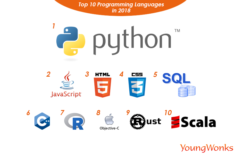 An image that shows the top programming languages to be learned today.