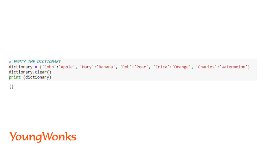 python dictionary methods empty