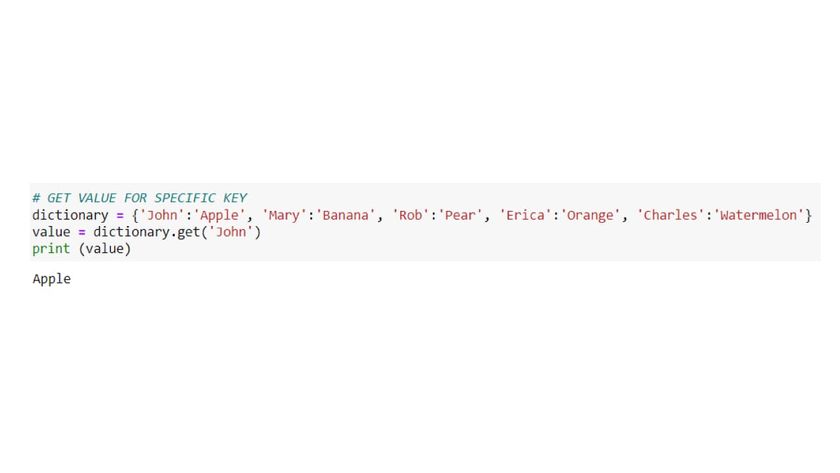 python dictionary methods get value