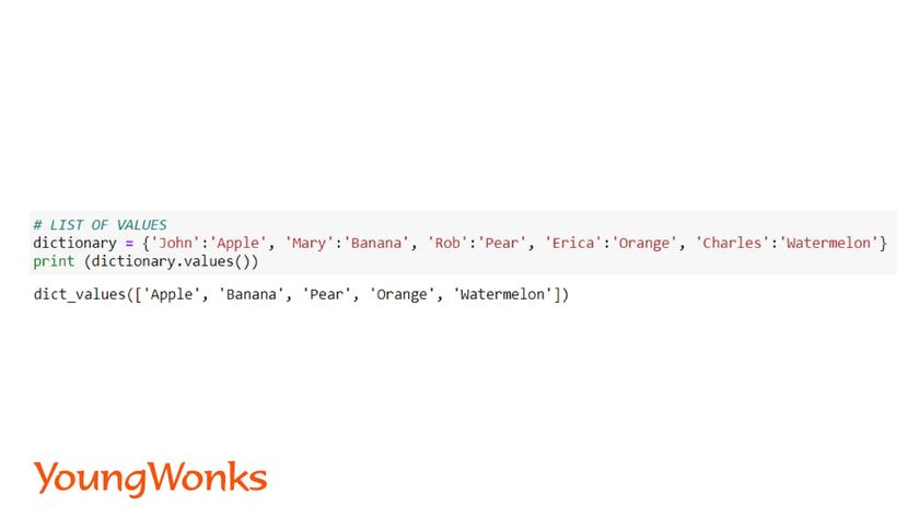 python dictionary methods list values