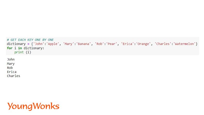 python dictionary methods loop;