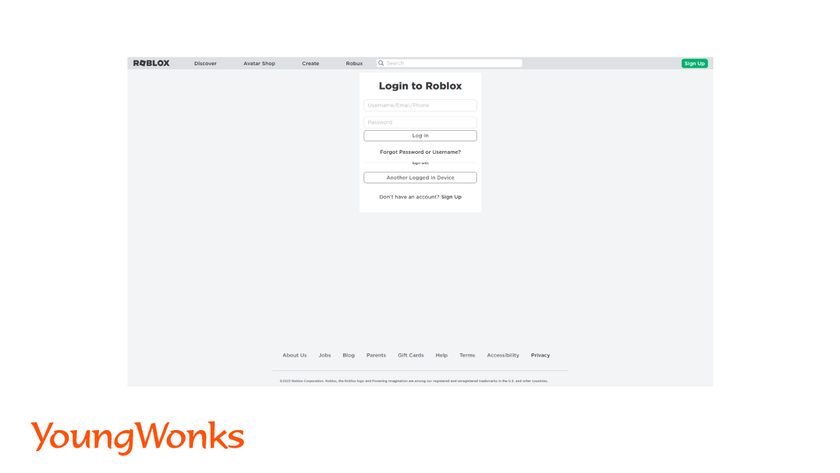 roblox login page
